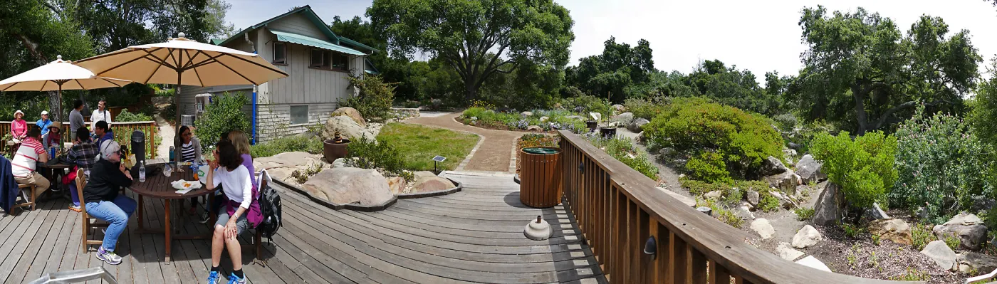Home Demonstration Garden Renovation, view 26, panorama from deck