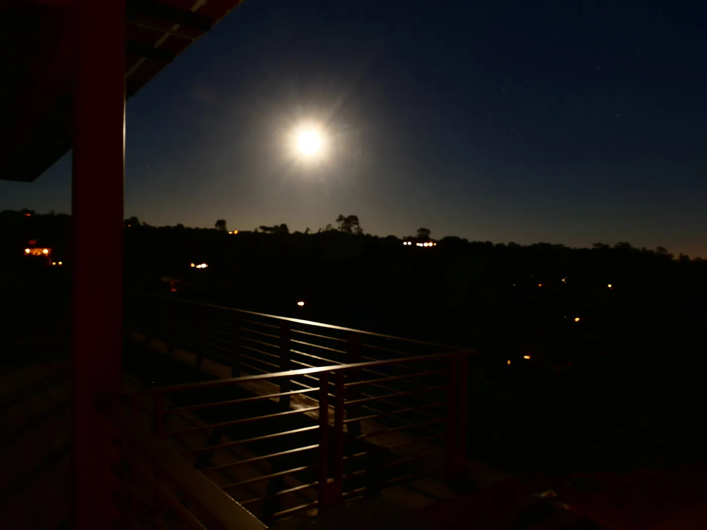 Full moon rising from Pritzlaff Conservation Center Deck