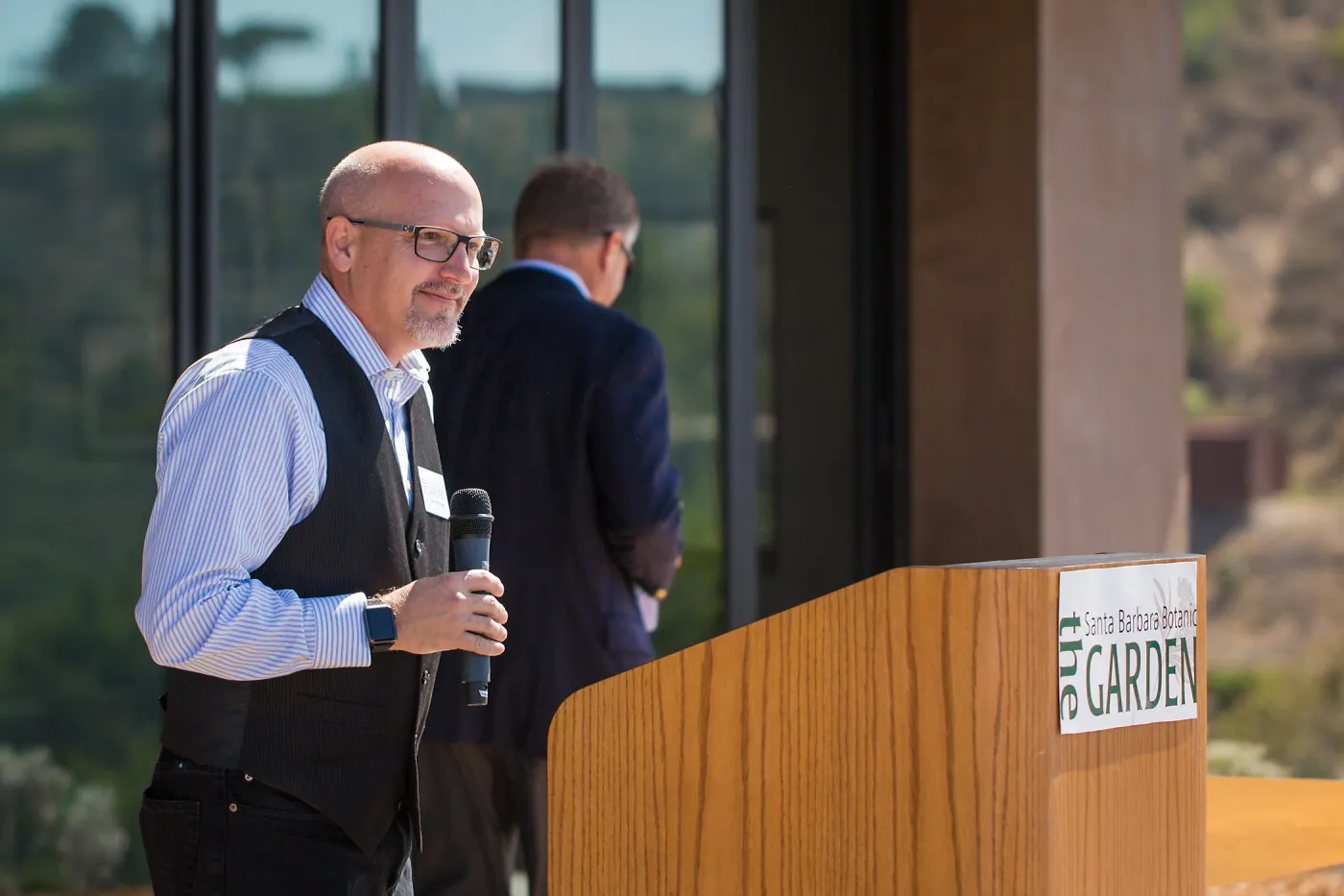 Pritzlaff Conservation Center Ribbon Cutting Celebration, Steve Windhager speaking to guests