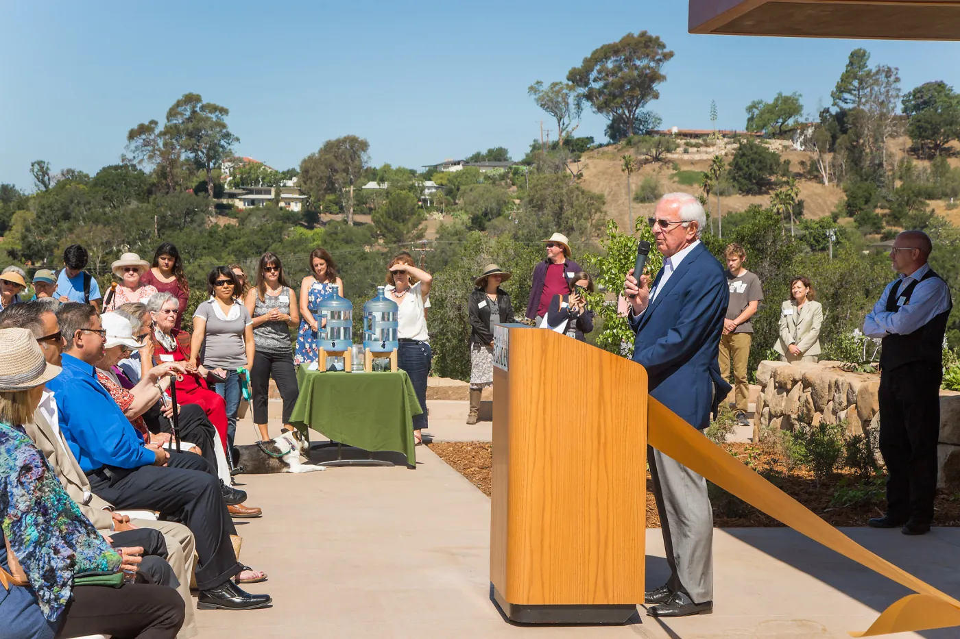 Pritzlaff Conservation Center Ribbon Cutting Celebration, Ed Birch speaking to guests