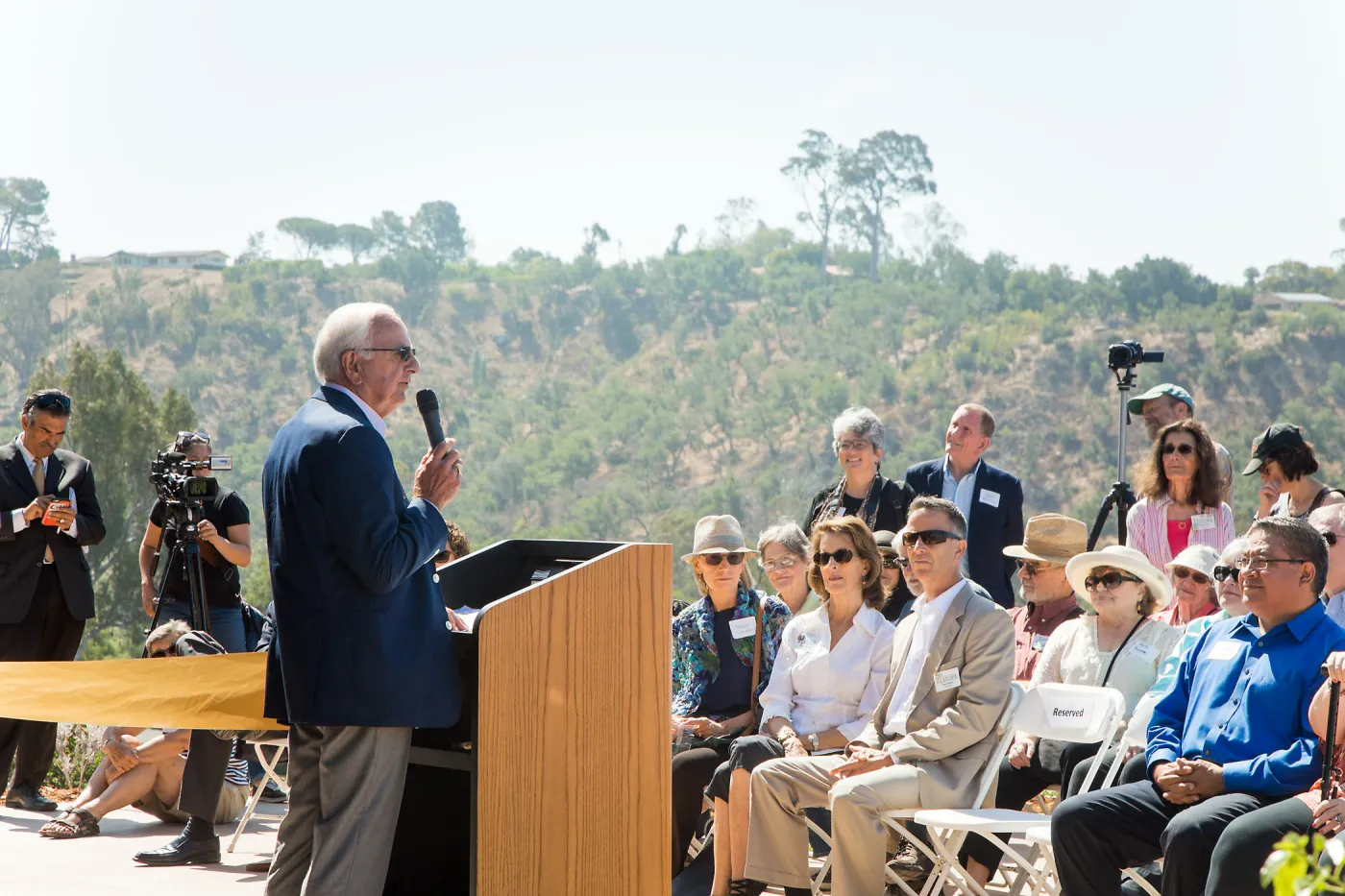 Pritzlaff Conservation Center Ribbon Cutting Celebration, Ed Birch speaking to guests
