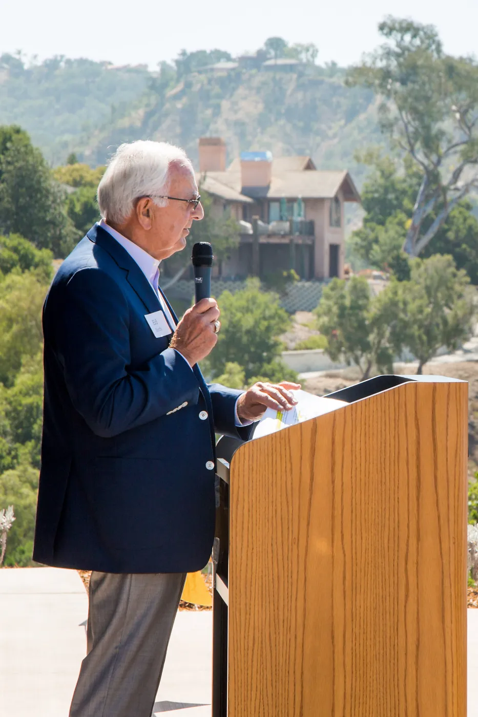Pritzlaff Conservation Center Ribbon Cutting Celebration, Ed Birch speaking to guests