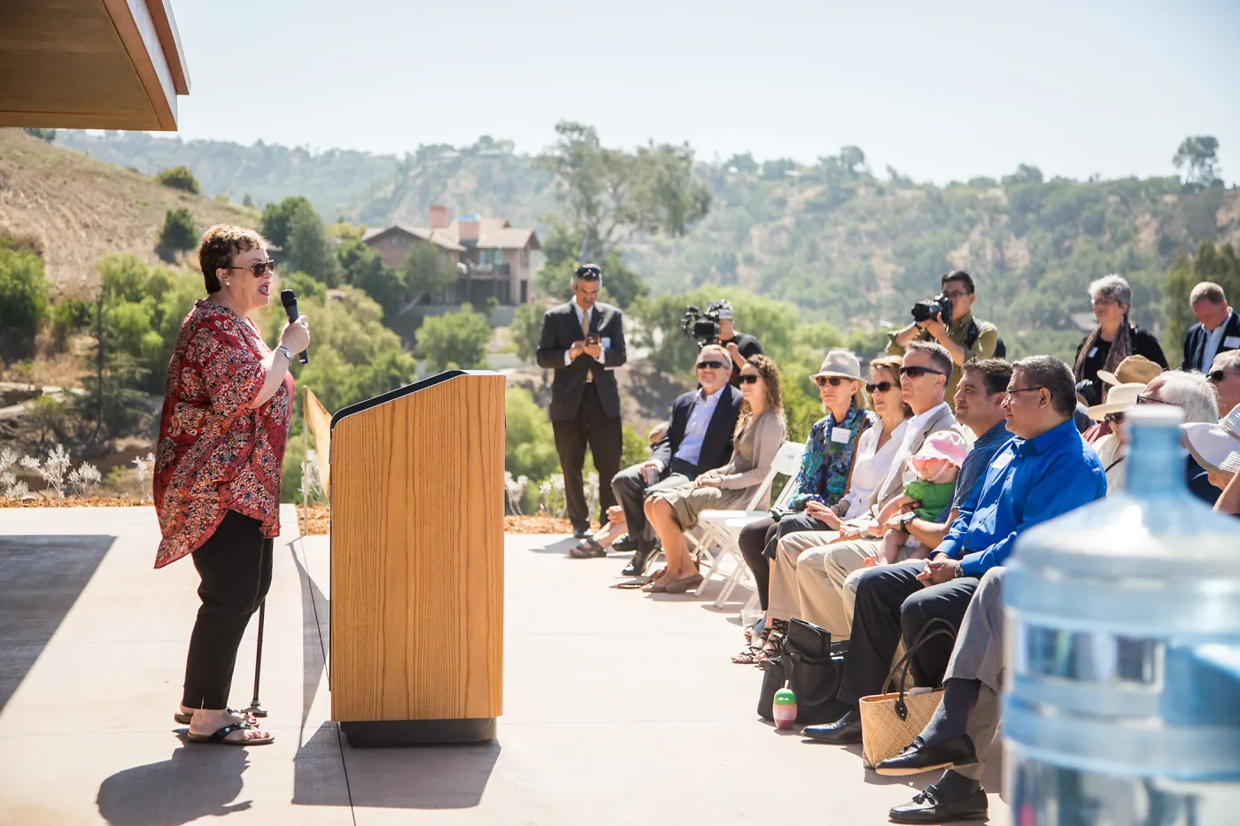 Pritzlaff Conservation Center Ribbon Cutting Celebration, Ann Symington speaking to guests