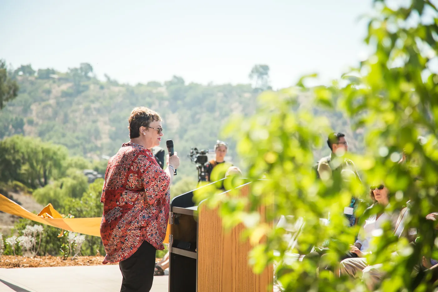 Pritzlaff Conservation Center Ribbon Cutting Celebration, Ann Symington speaking to guests