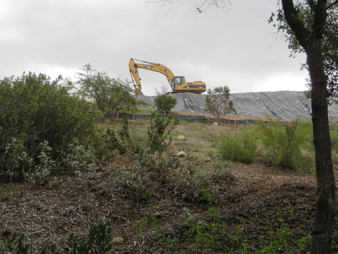 Heavy equipment used at Pritlaff site - view from the Tea House
