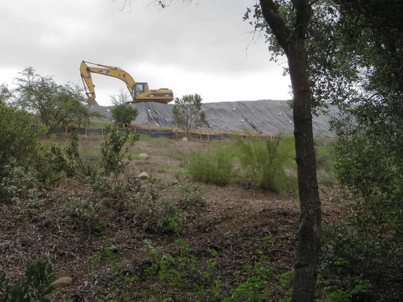 Heavy equipment used at Pritlaff site - view from the Tea House