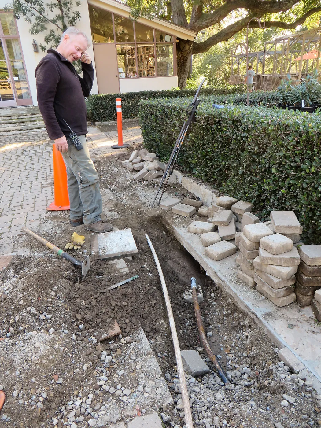 Repair of water line in Courtyard, Dave Kershaw