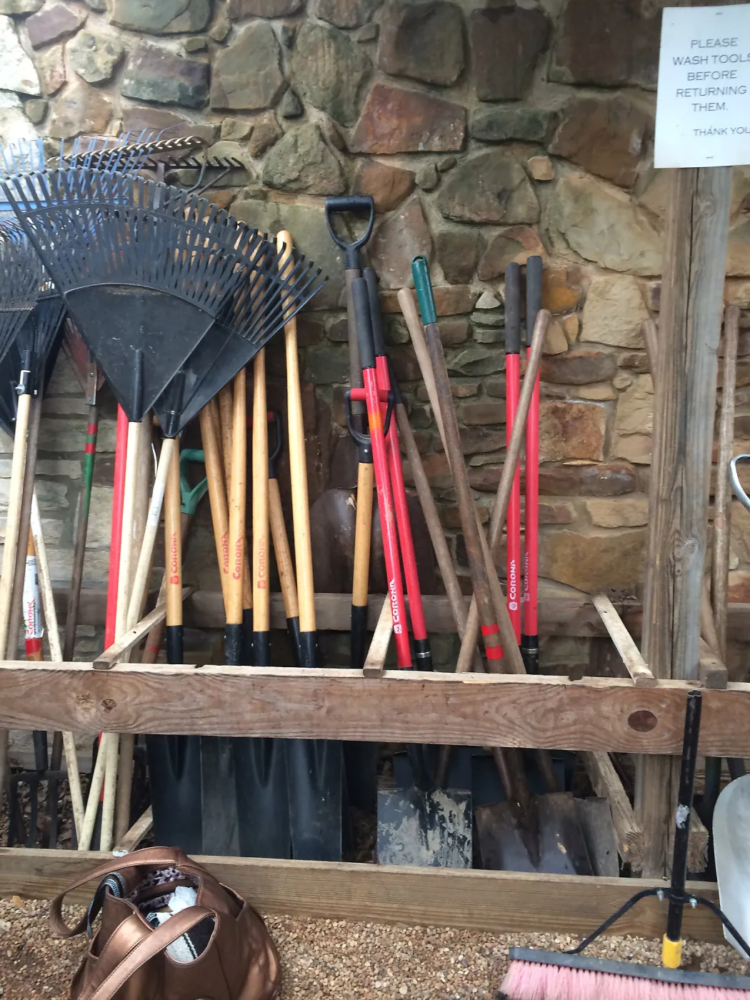 Volunteer tools at the Lady Bird Johnson Wildflower Center