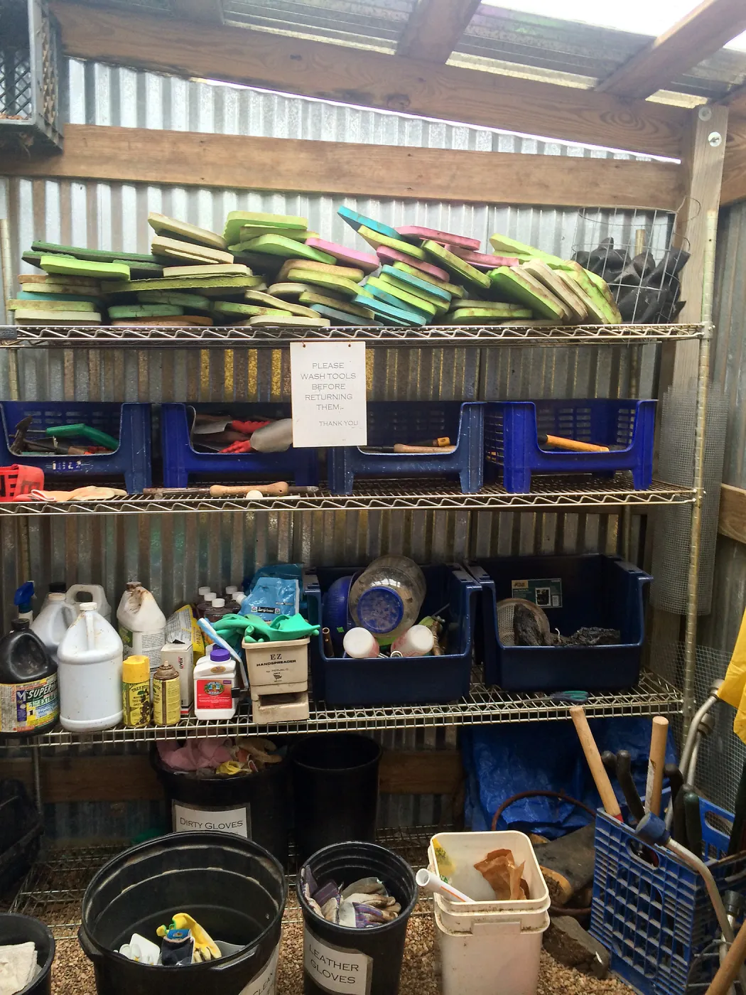Volunteer tools at the Lady Bird Johnson Wildflower Center