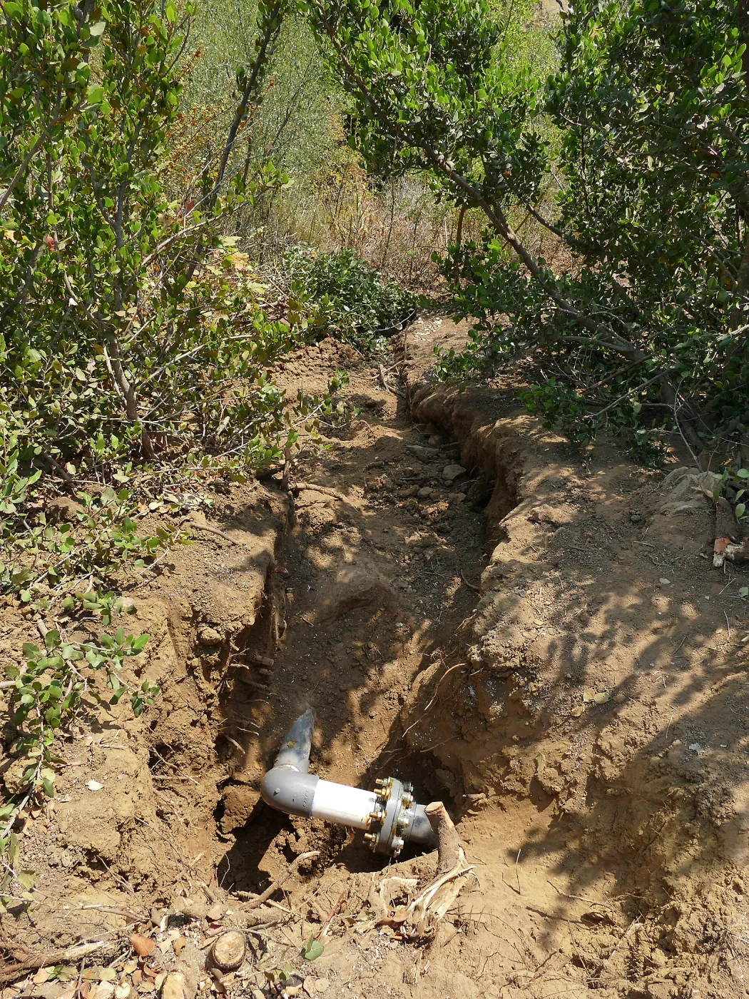 4-inch pipe repair, just north of Tunnel Road reverse pressure device, looking east