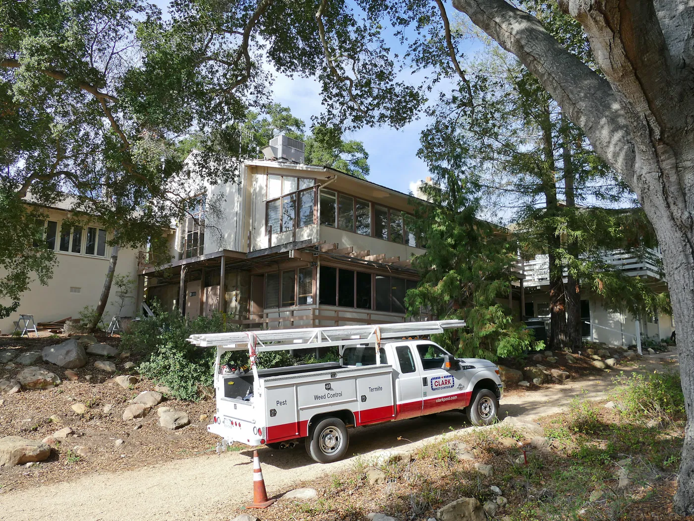 Library structural repair work, east side decking