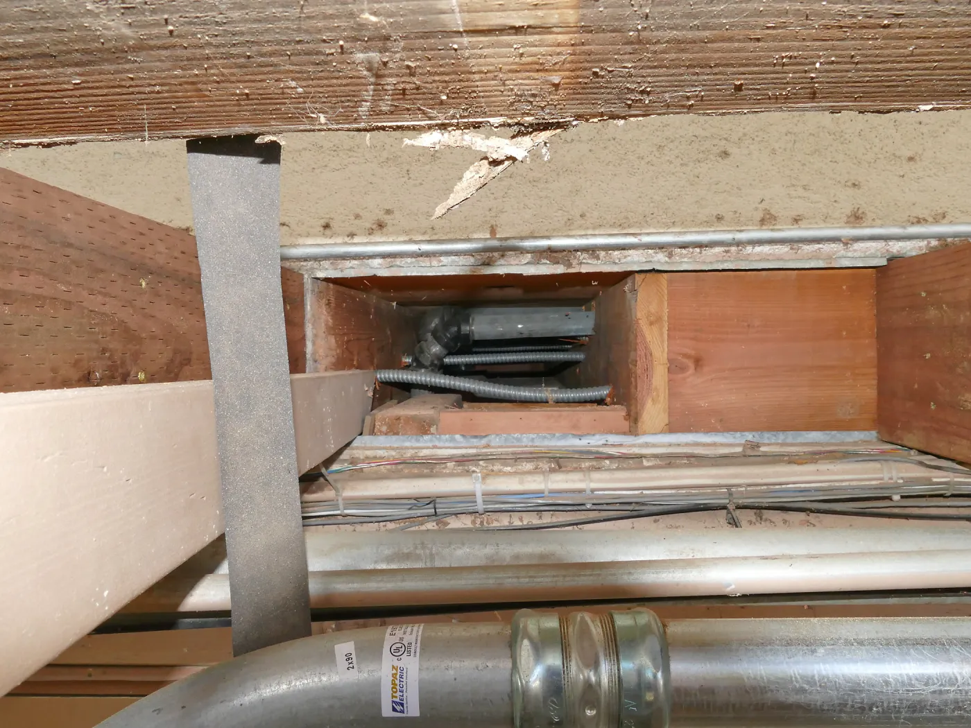 Library structural repair work, east side decking joist replacement