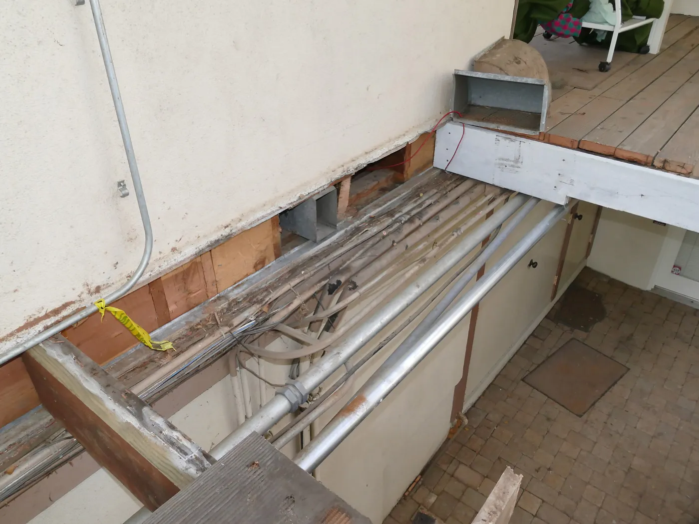 Library structural repair work, east side decking joist replacement