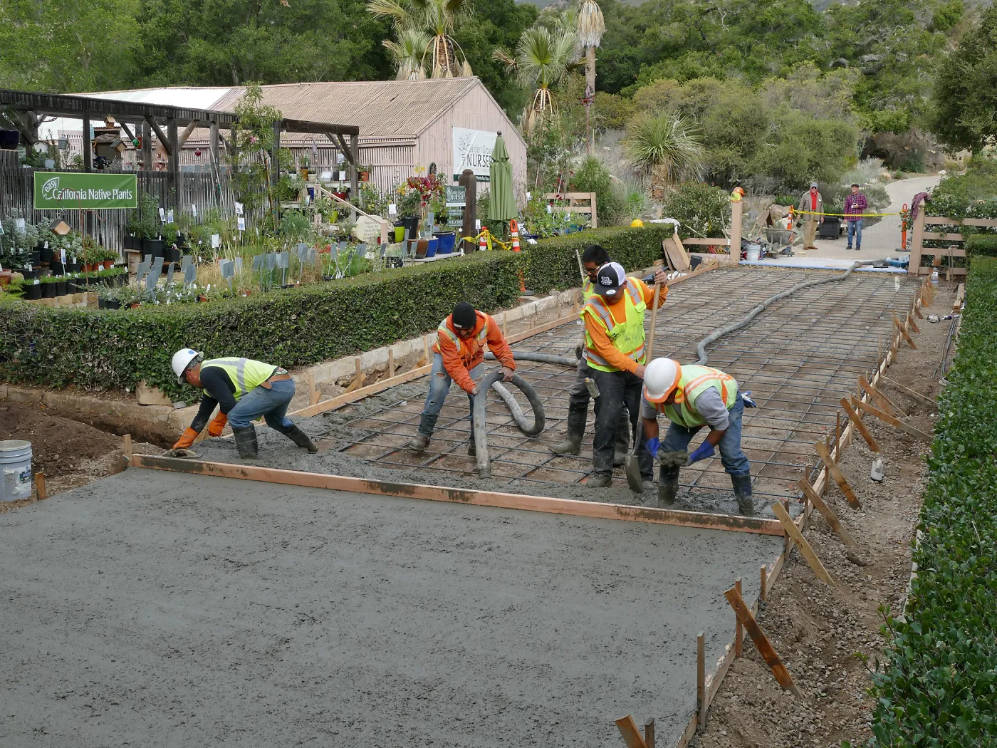 Courtyard renovation, pouring concrete