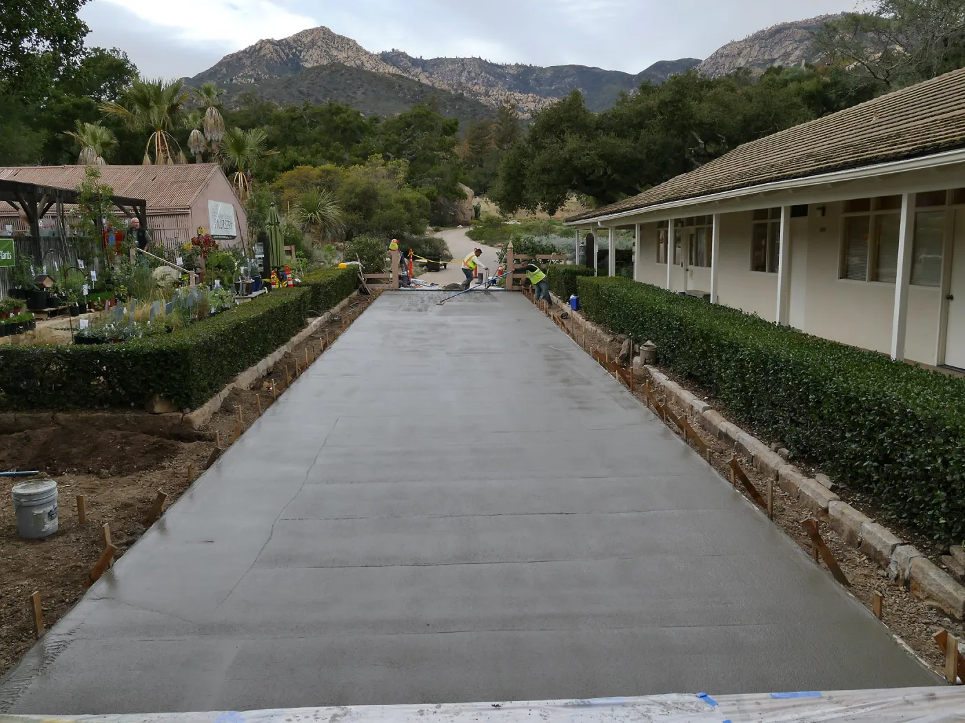 Courtyard renovation, fresh concrete slab