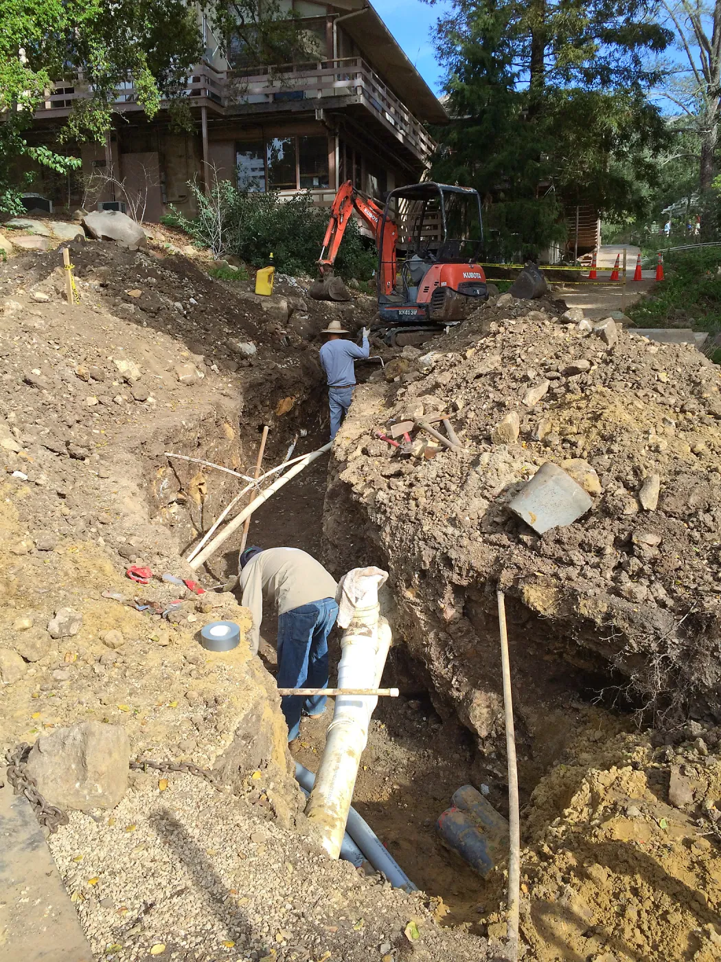 Power and data conduit being installed in the Arroyo Section