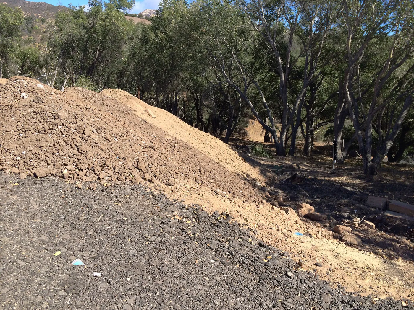 Dirt stockpile at Hansen site