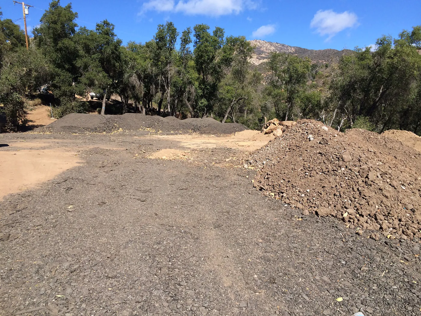 Dirt stockpile at Hansen site