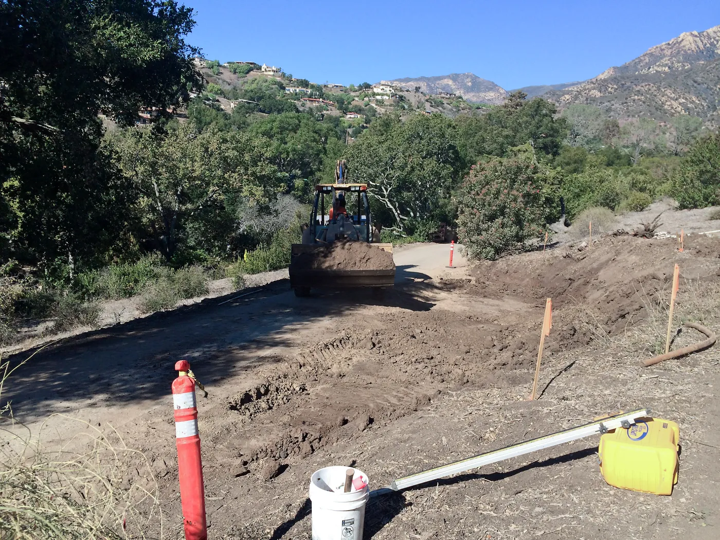 Earth moving to create bulb out on driveway to Pritzlaff Conservation Center