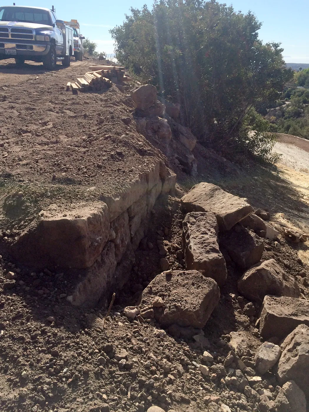 Reconstruction of wall west side of Pritzlaff Conservation Center