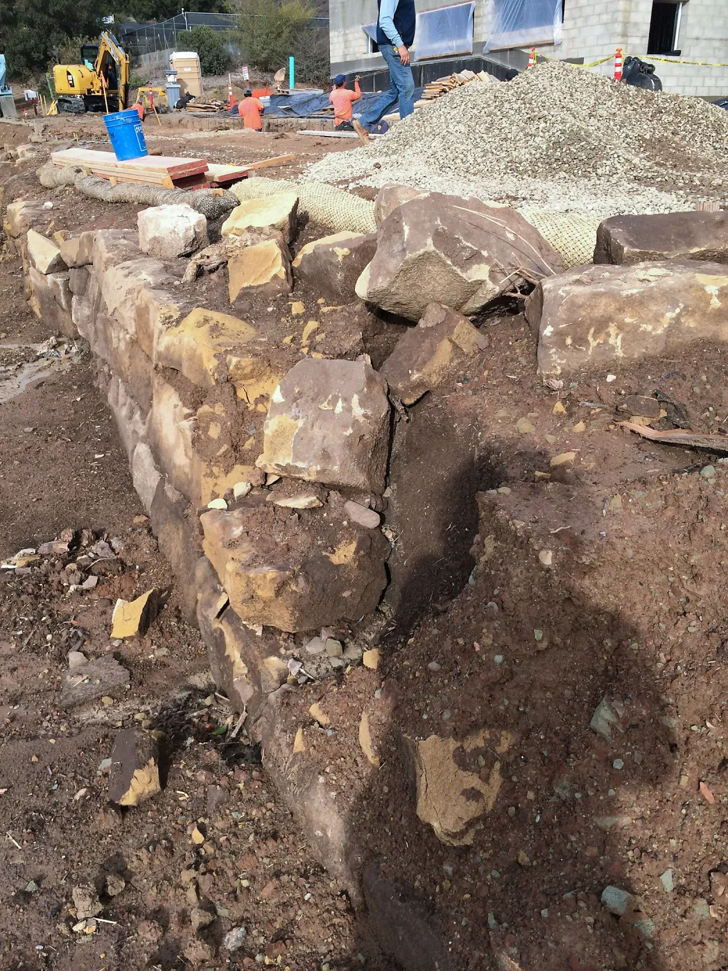 Reconstruction of wall west side of Pritzlaff Conservation Center