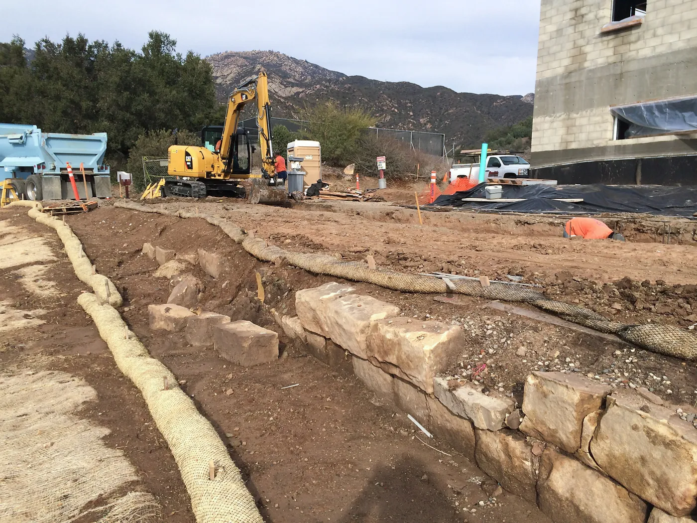 Reconstruction of wall west side of Pritzlaff Conservation Center