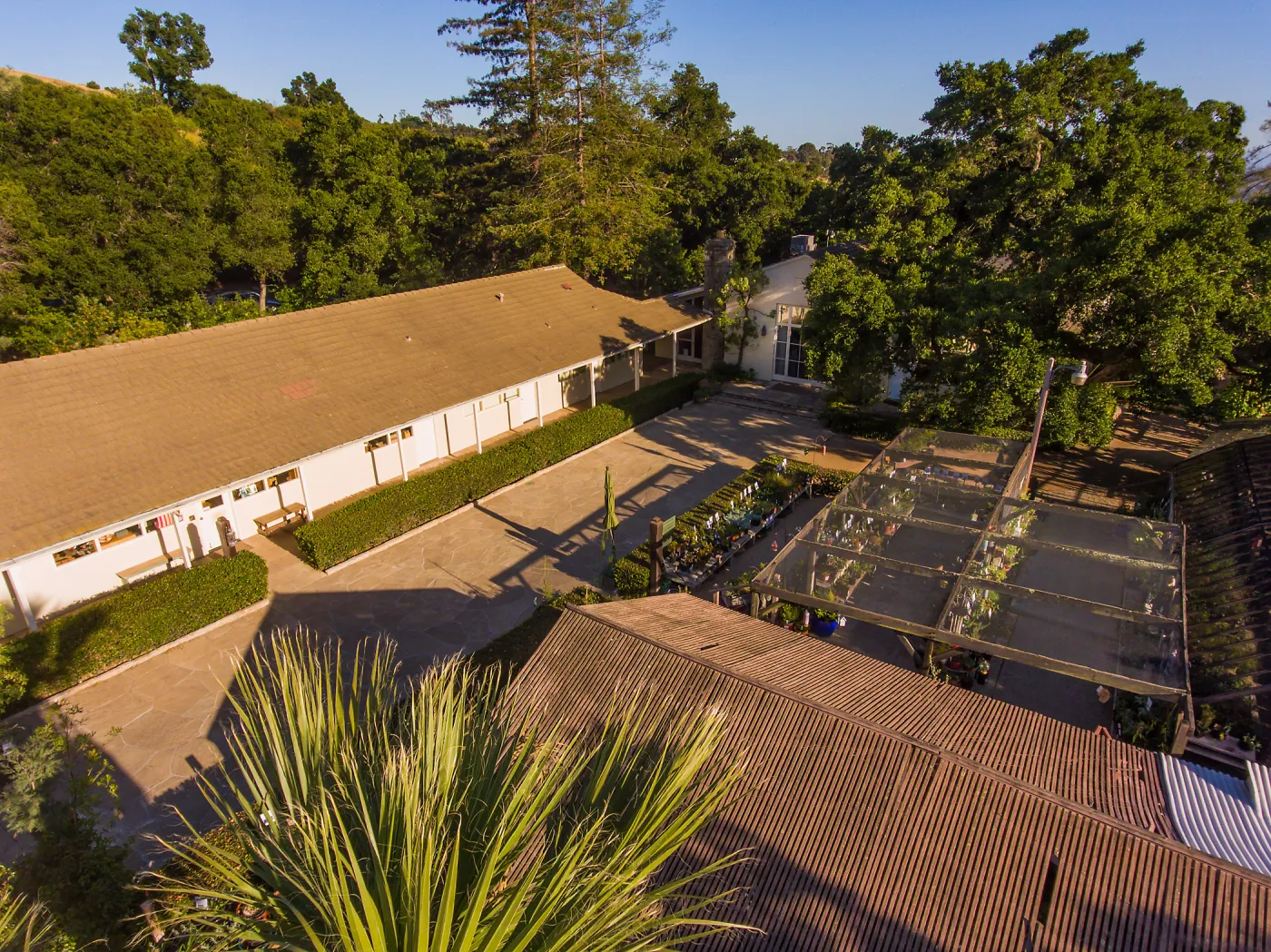 Aerial view of North Wing, Courtyard, Blaksley Library and Garden Growers Nursery