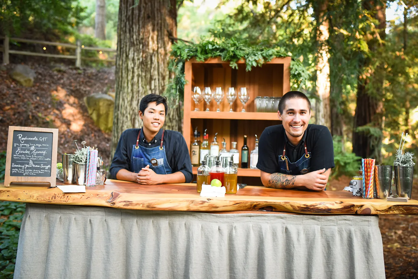 Garden to Table Dinner in the Redwoods 2017, Good Lion bartenders Rob and Taylor
