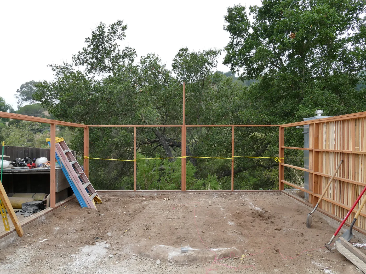Garden Growers Lath House during repairs, looking west across interior