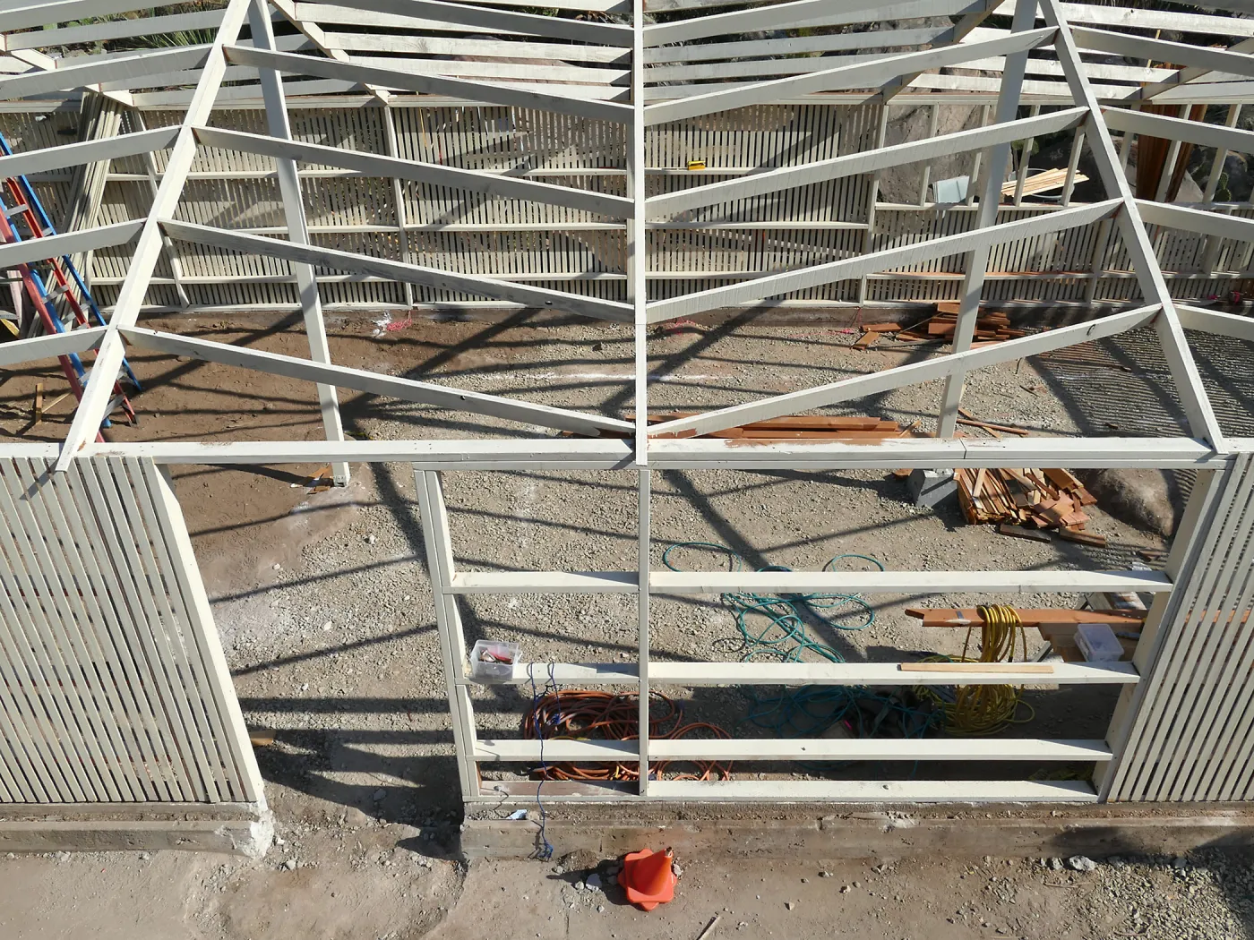 Garden Growers Lath House during repairs, looking north