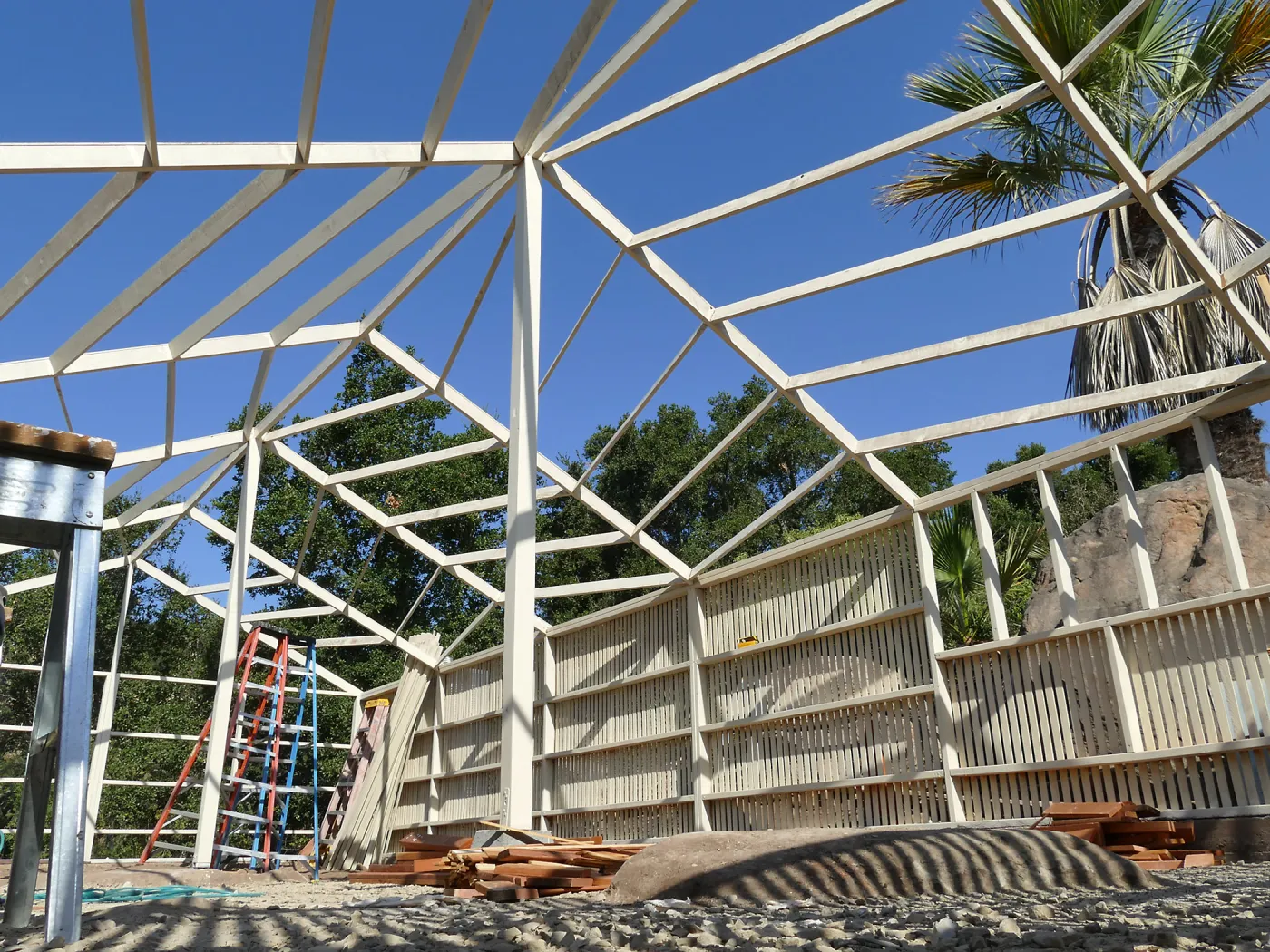 Garden Growers Lath House during repairs, interior looking northwest