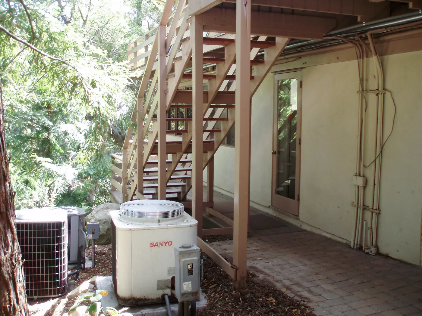 Stairs on east side of Blaksley Library from southeast corner of North Wing