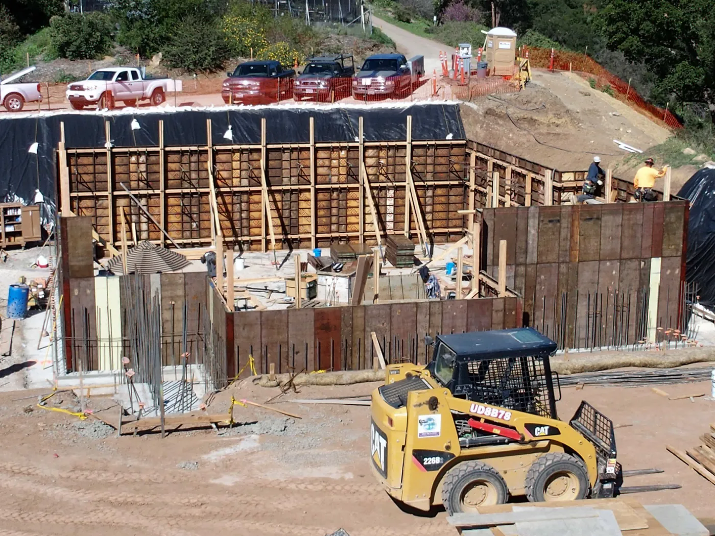 Pritzlaff Conservation Center construction, basement wall concrete forms, looking northeast