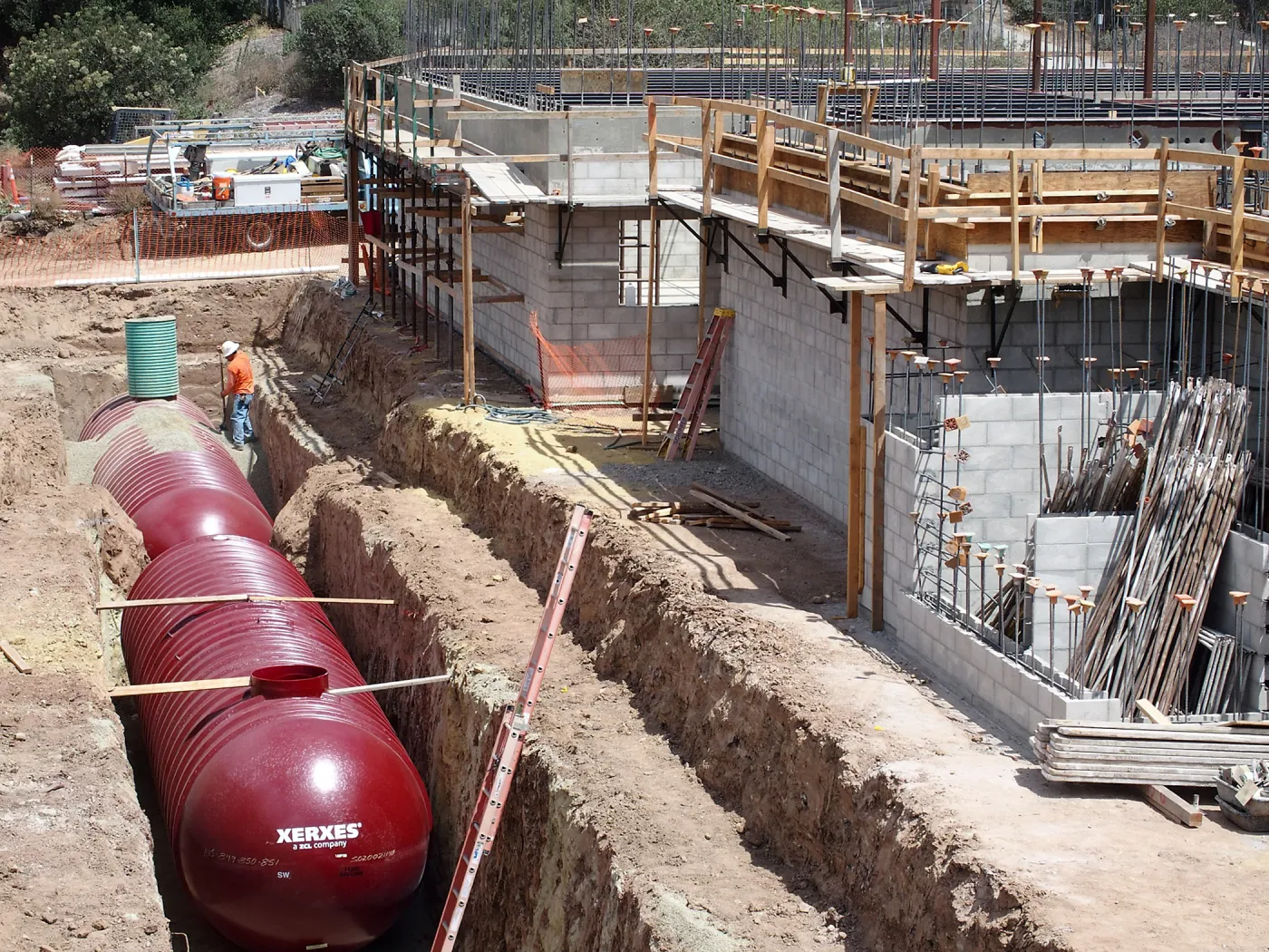 Pritzlaff Conservation Center Construction, Exterior looking northeast, stormwater detention tanks