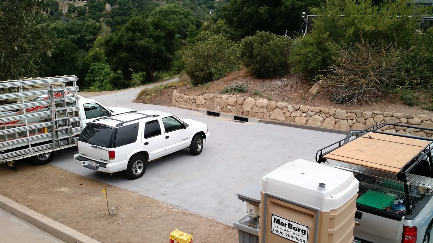 Pritzlaff Conservation Center construction, view of driveway from northeast deck