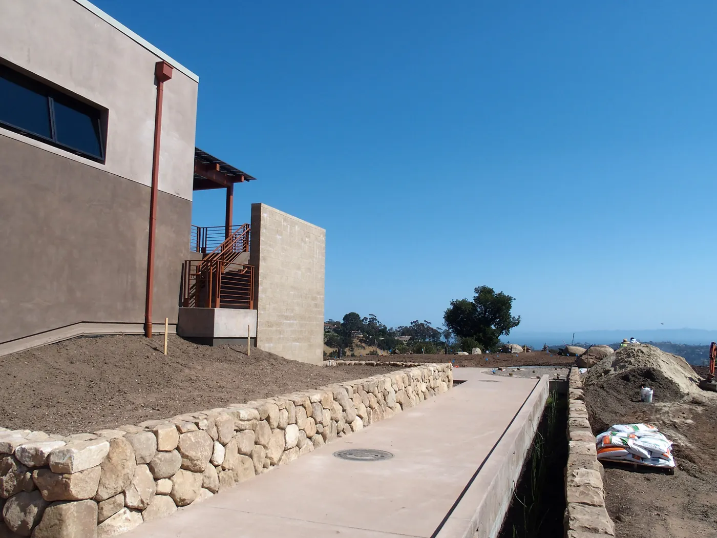 Pritzlaff Conservation Center construction, south end of west face, looking south