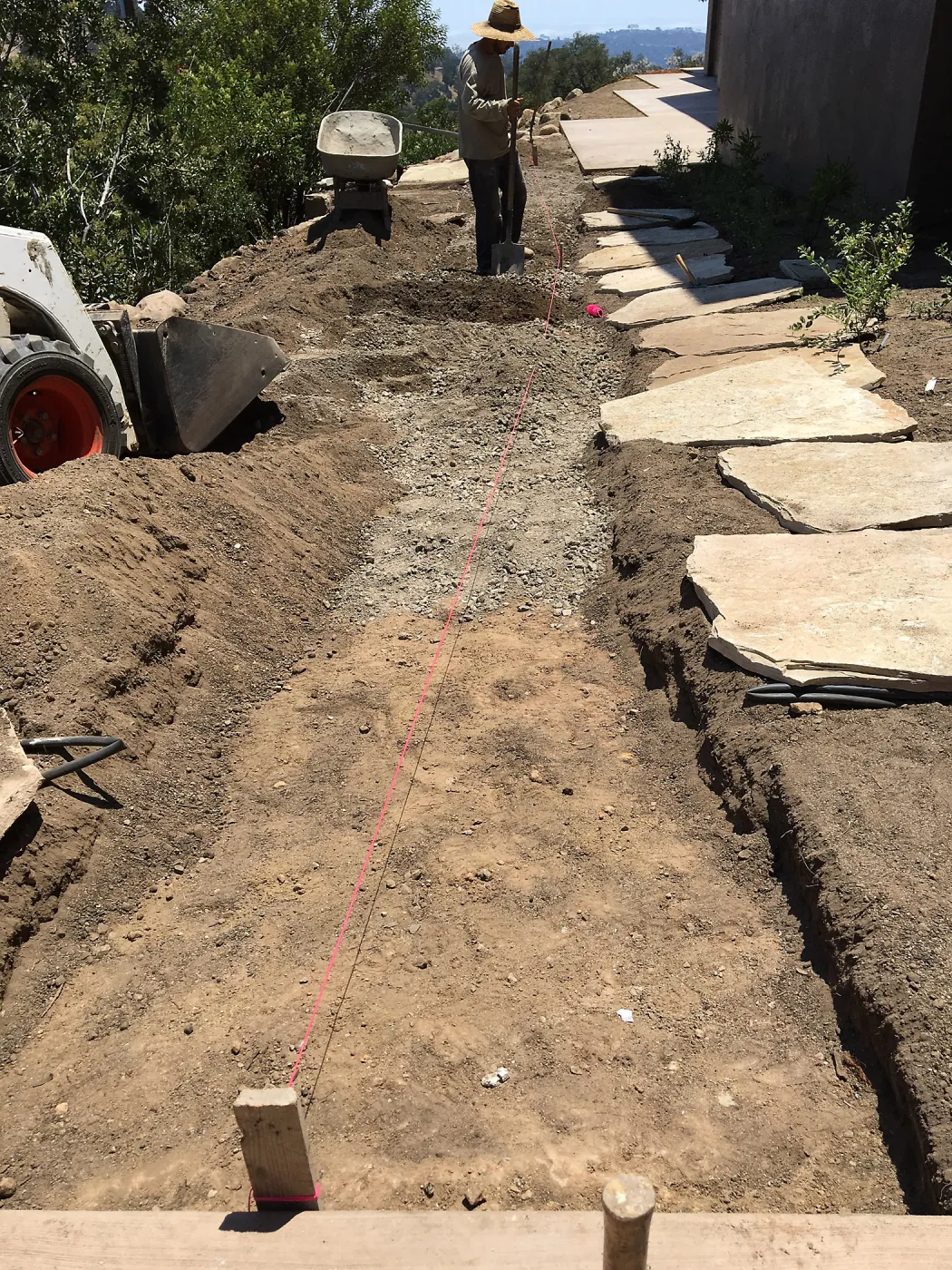 Constructing stone pathway on east side of the Pritzlaff Conservation Center