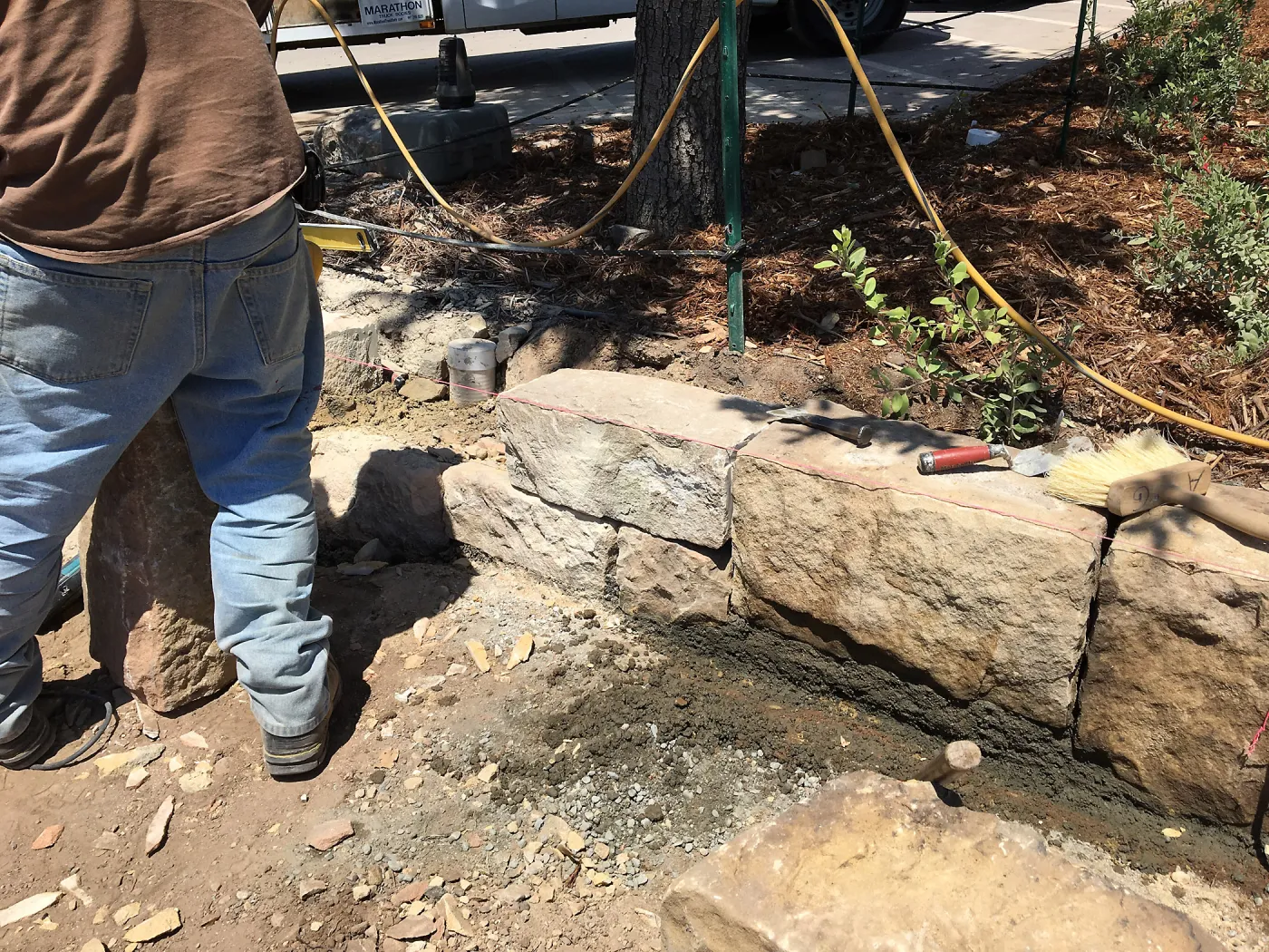 Stone wall construction at the Pritzlaff Conservation Center