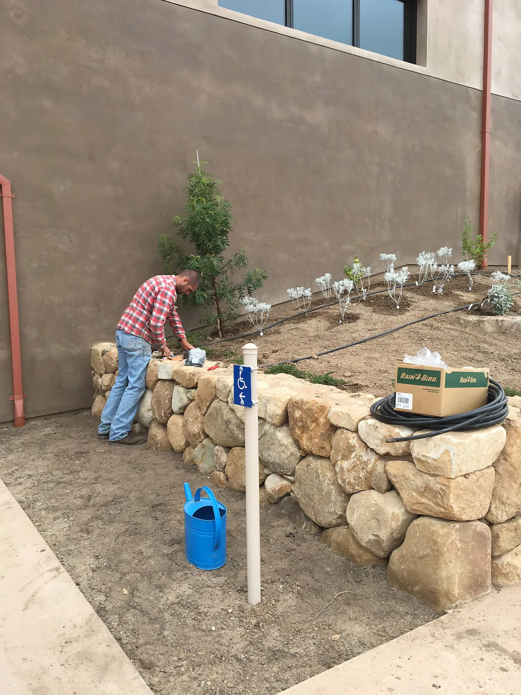 Wes Franken planting conservation bed at the Pritzlaff Conservation Center