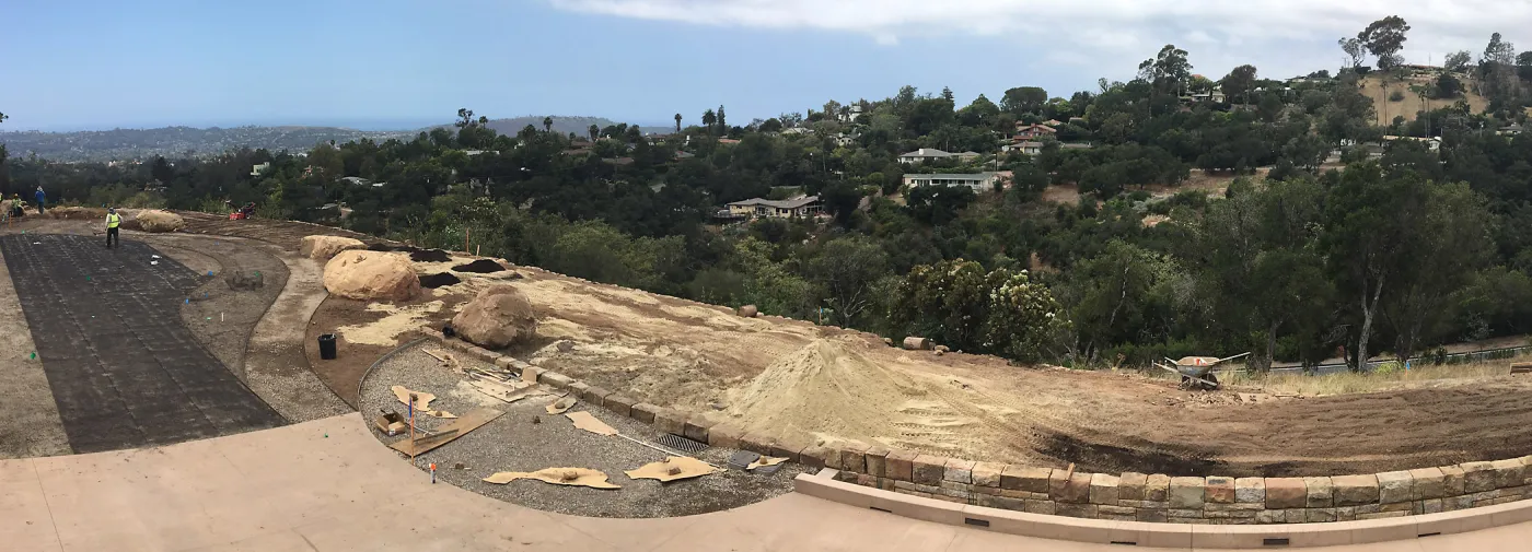 Island View Garden construction, laying gopher wire for Bouteloua lawn
