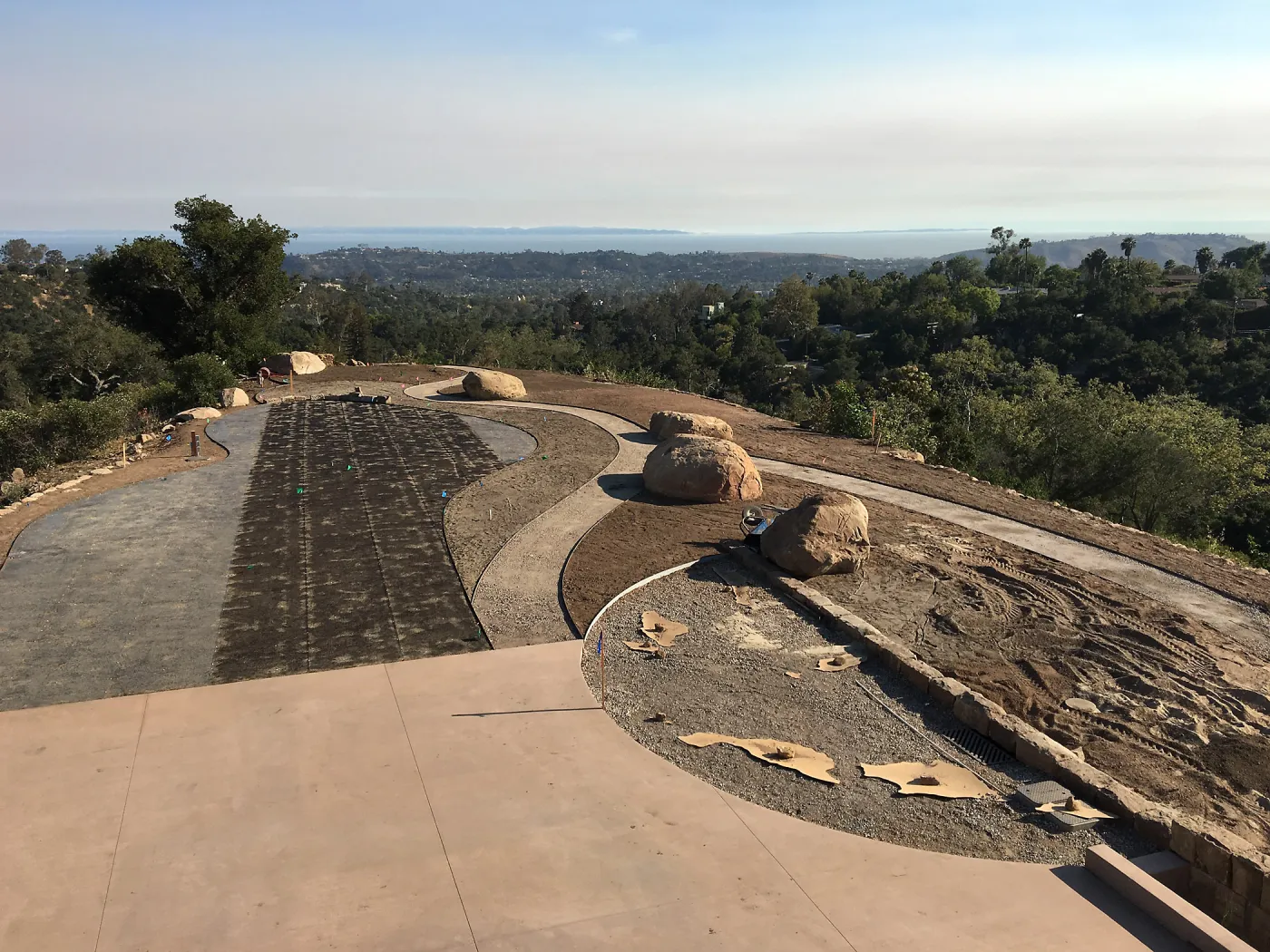 Island View Garden construction, laying gopher wire for Bouteloua lawn
