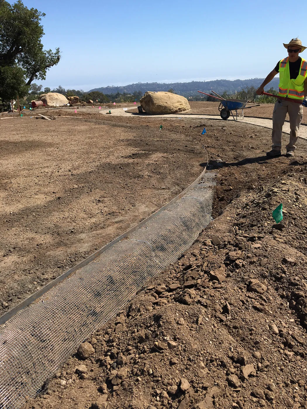 Gopher wire edge of Island View Garden lawn
