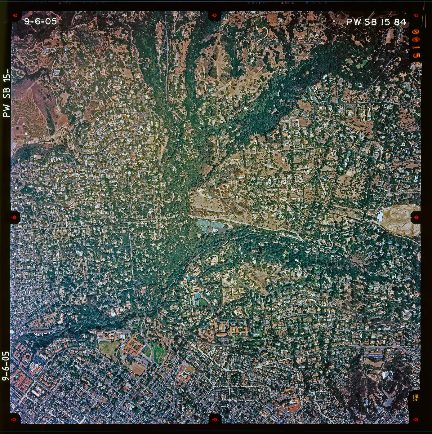 Aerial photograph of SBBG and vicinity