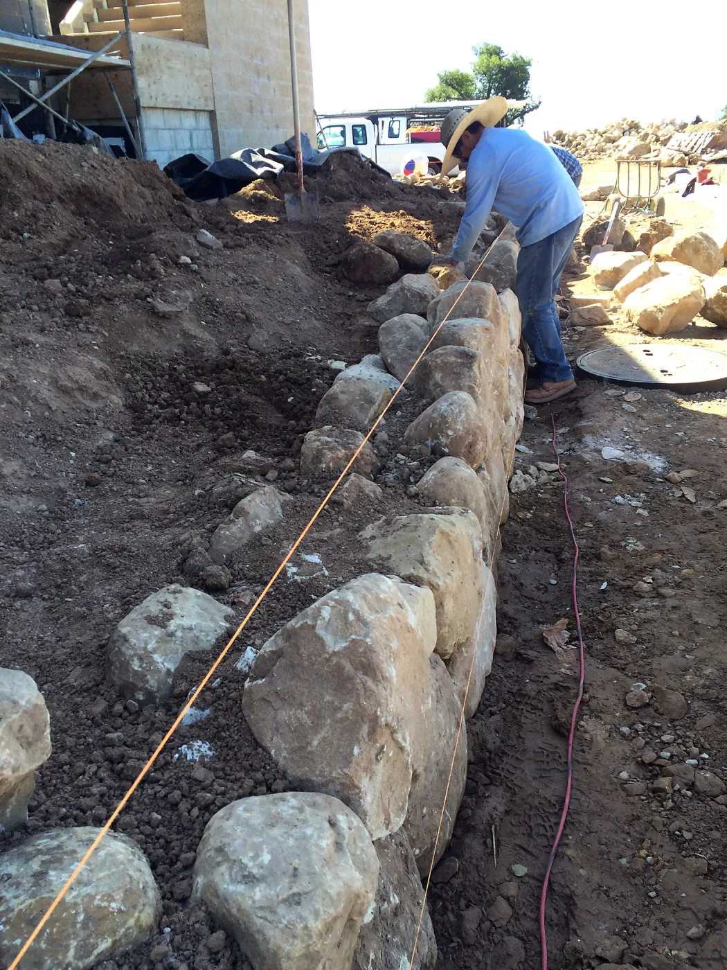 Planter wall construction at the Pritzlaff Conservation Center