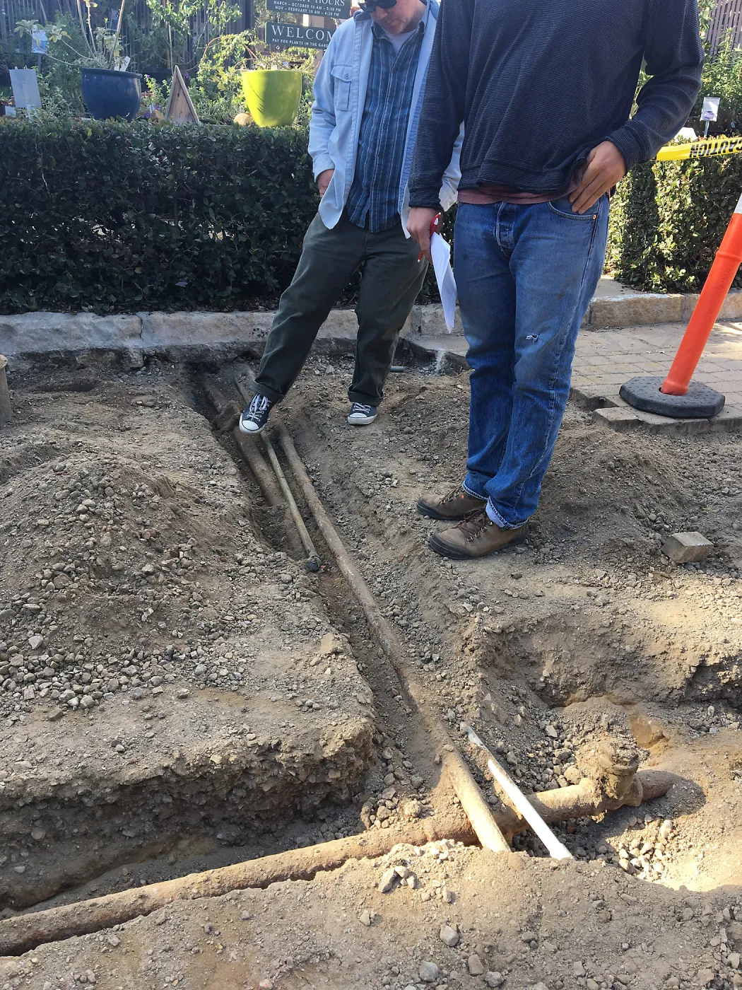 Courtyard water line work