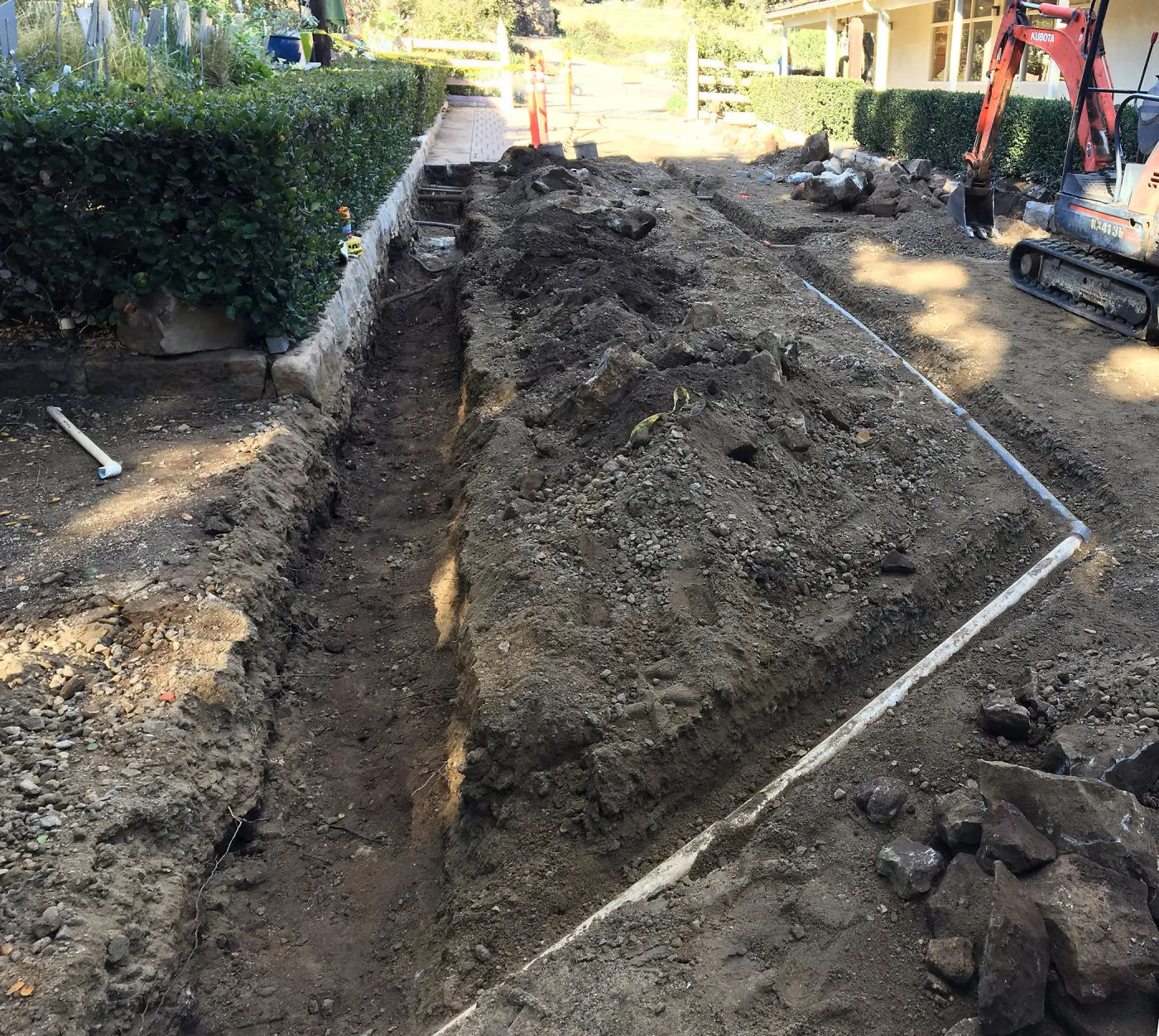 New irrigation water lines in Courtyard