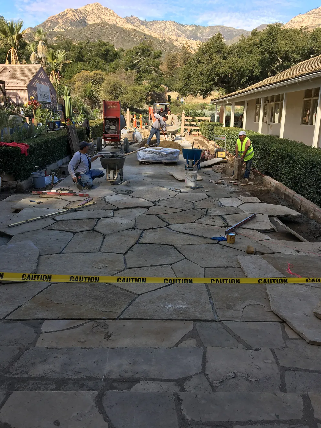 New flagstone installation in Courtyard