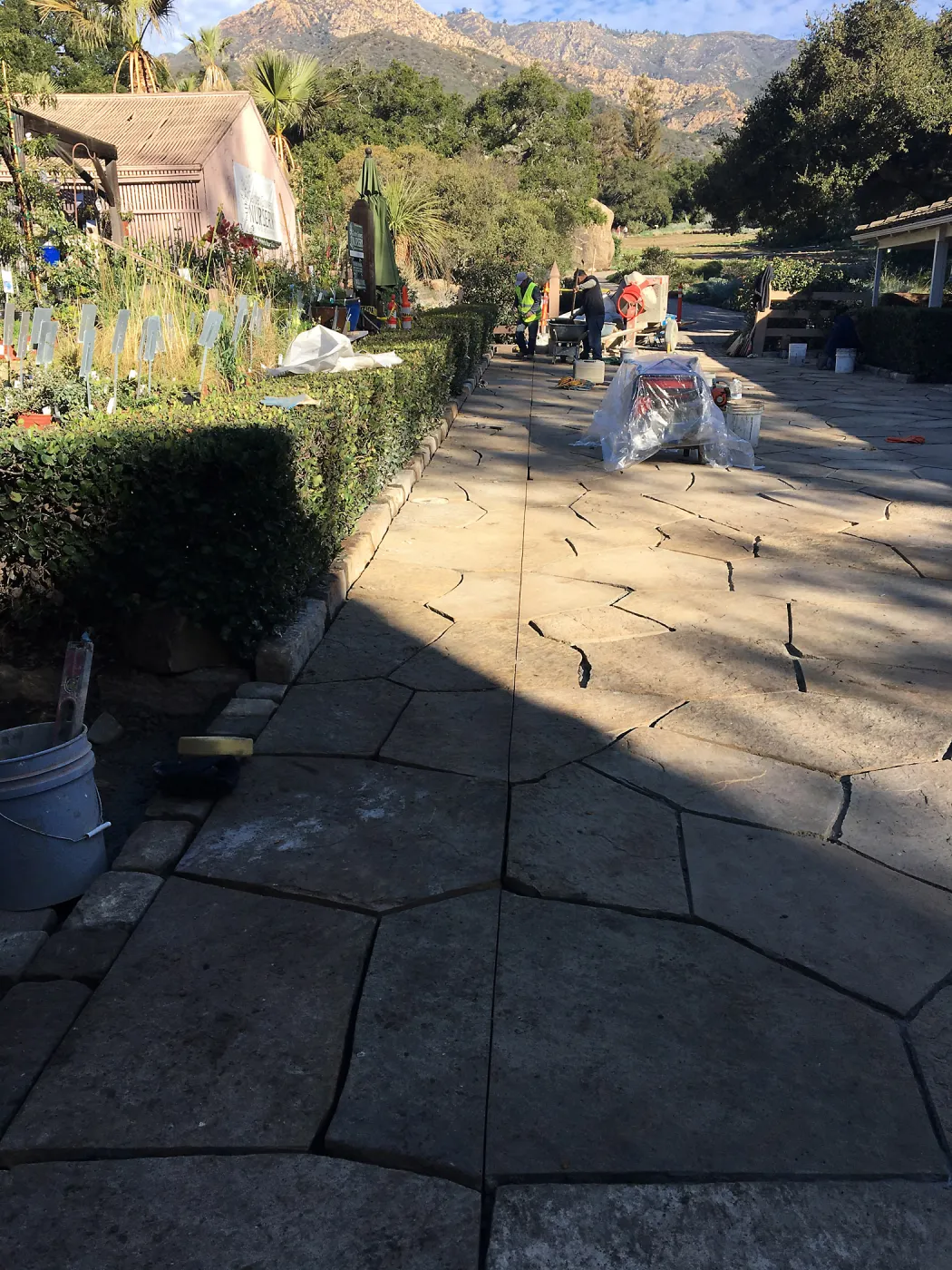 Courtyard flagstone walk installation