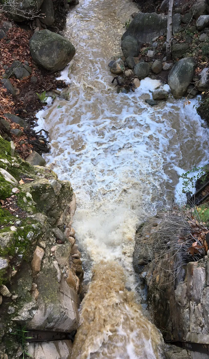winter storm water, Mission Creek below Mission Dam