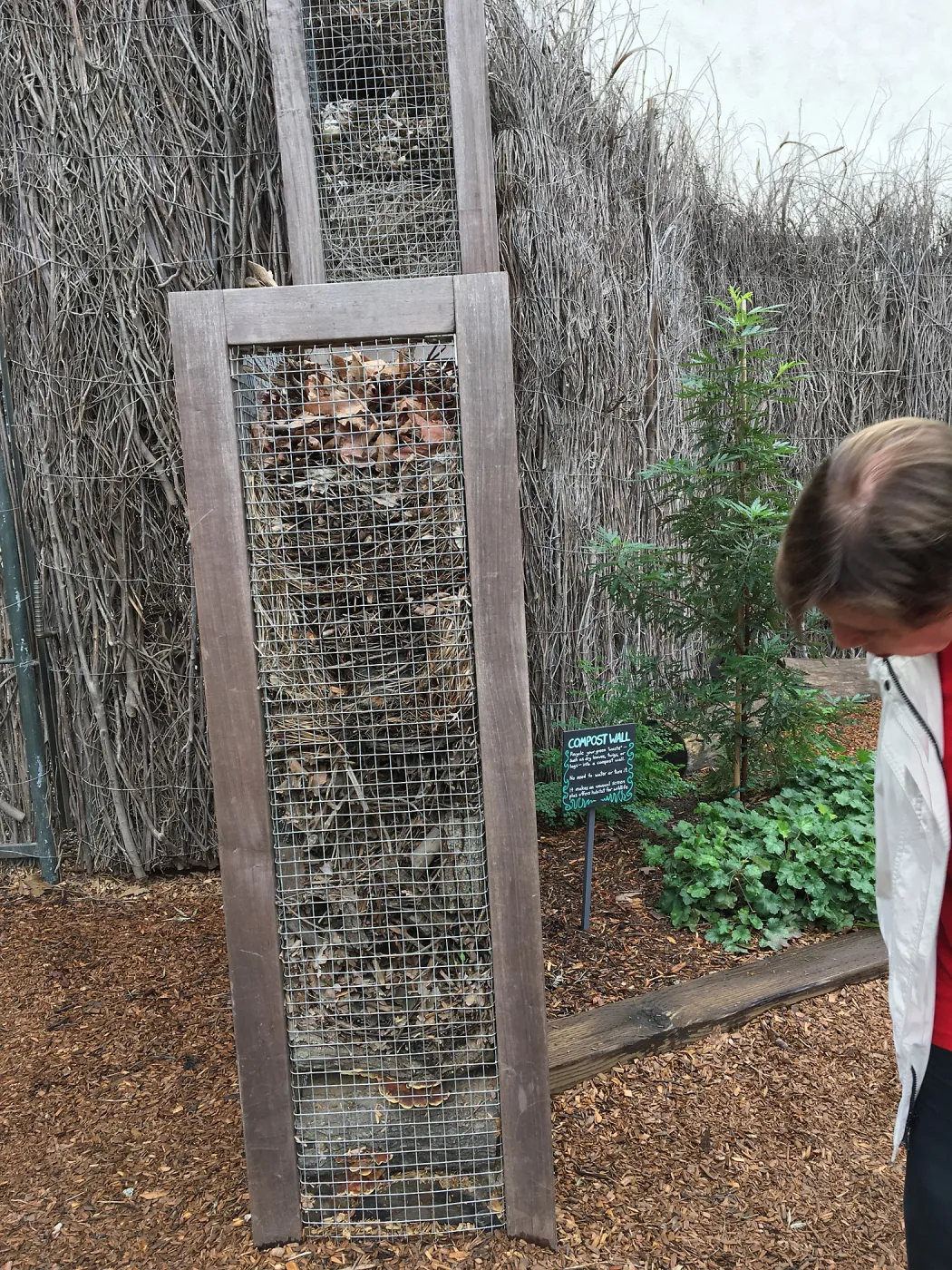 Compost wall in the Urban Nature Garden at the Natural History Museum of Los Angeles